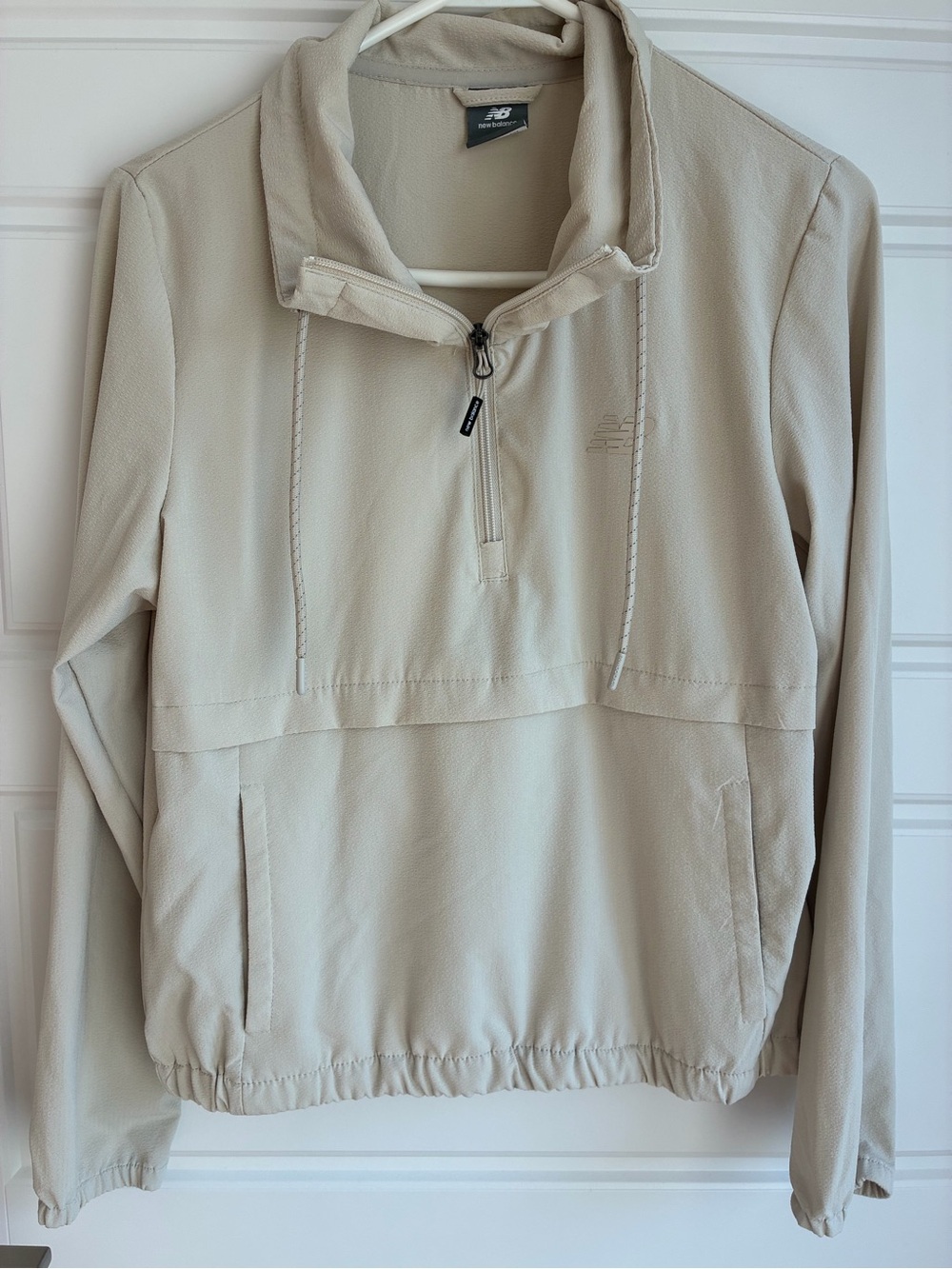 New Balance Women's Cream Half-Zip Pullover Bomber